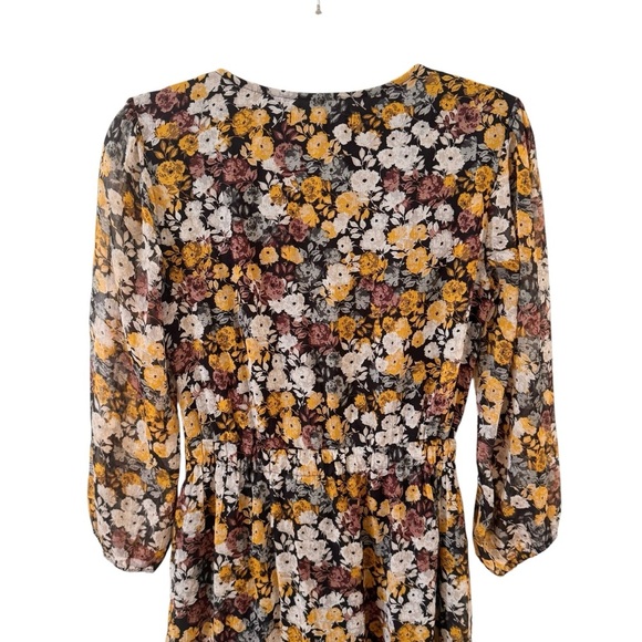 Abercrombie & Fitch Cut-Out Black Floral High-Low Midi Dress Size Small - Picture 11 of 15